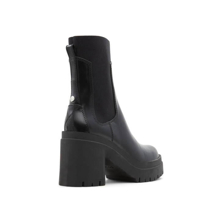 Black leather bootie BIGMOOD