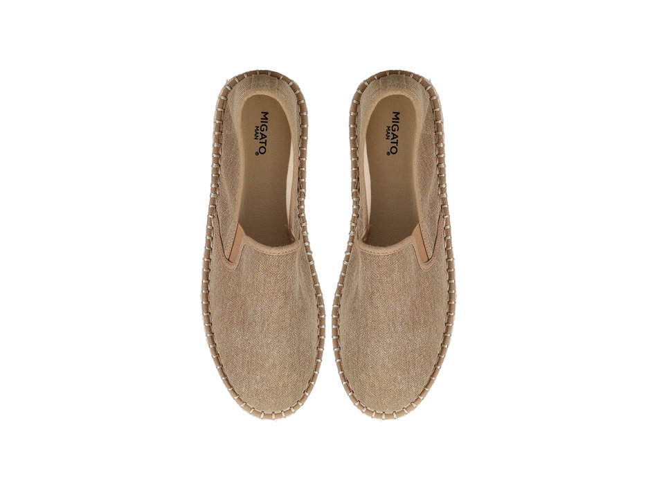 Mens beige denim espantrille