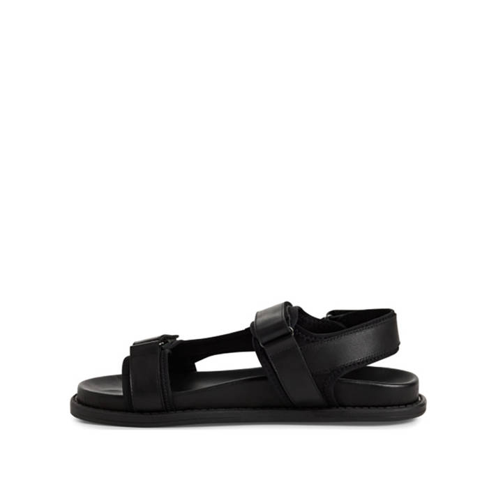 Mens black leather sandal