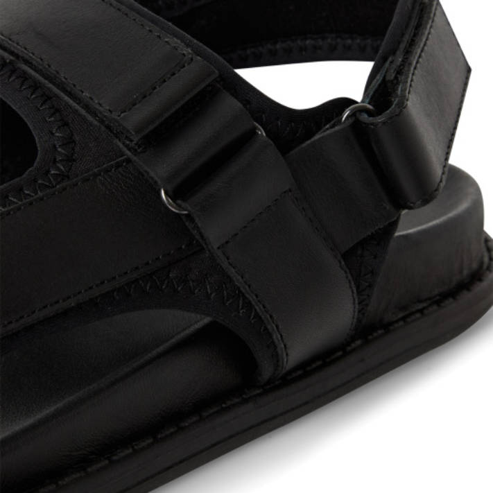 Mens black leather sandal