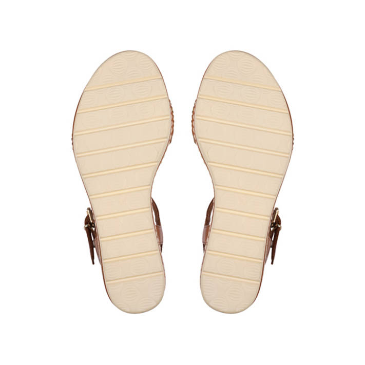 Brown leather wedge sandal