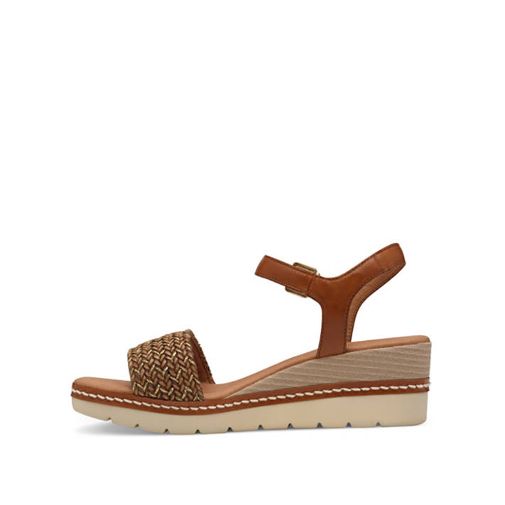 Brown leather wedge sandal