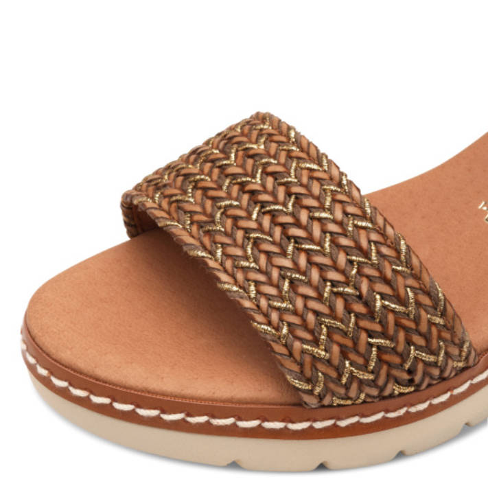 Brown leather wedge sandal