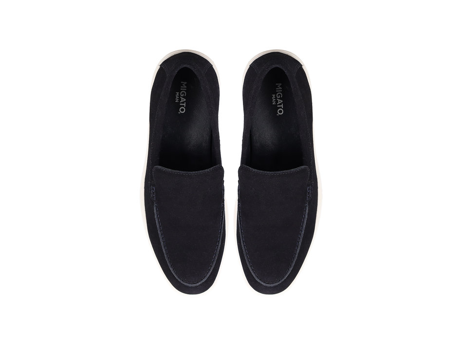 Μπλε δερμάτινο ανδρικό loafer