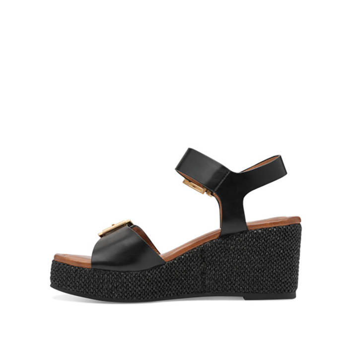 Black wedge sandal