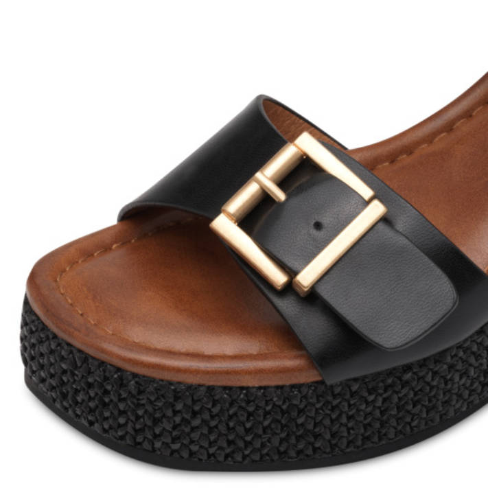 Black wedge sandal