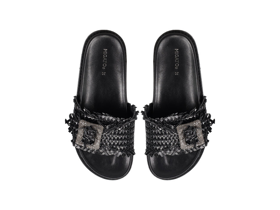 Black footbed sandal