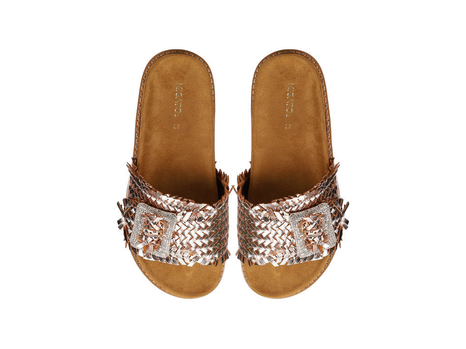 Rose gold footbed sandal