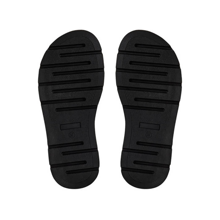 Μαύρο δερμάτινο footbed σανδάλι