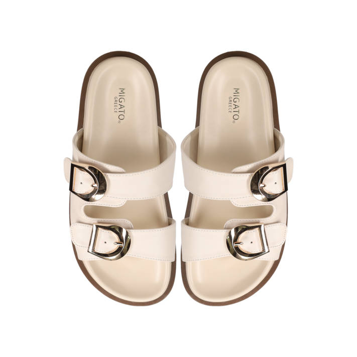 Μπεζ footbed σανδάλι