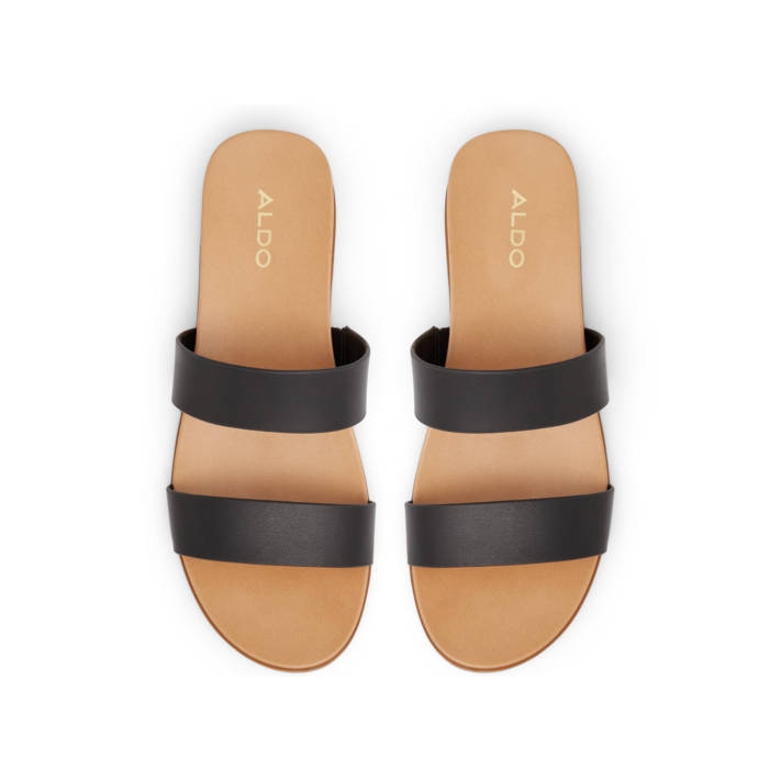 Μαύρο δερμάτινο σανδάλι ALIAWEN