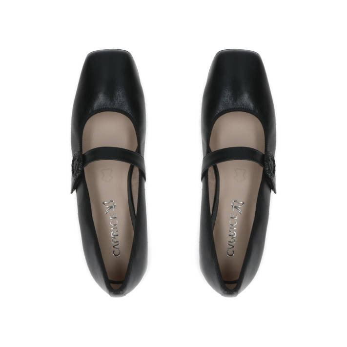 Μαύρη δερμάτινη μπαλαρίνα