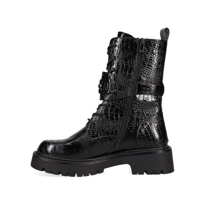 Black croc army bootie