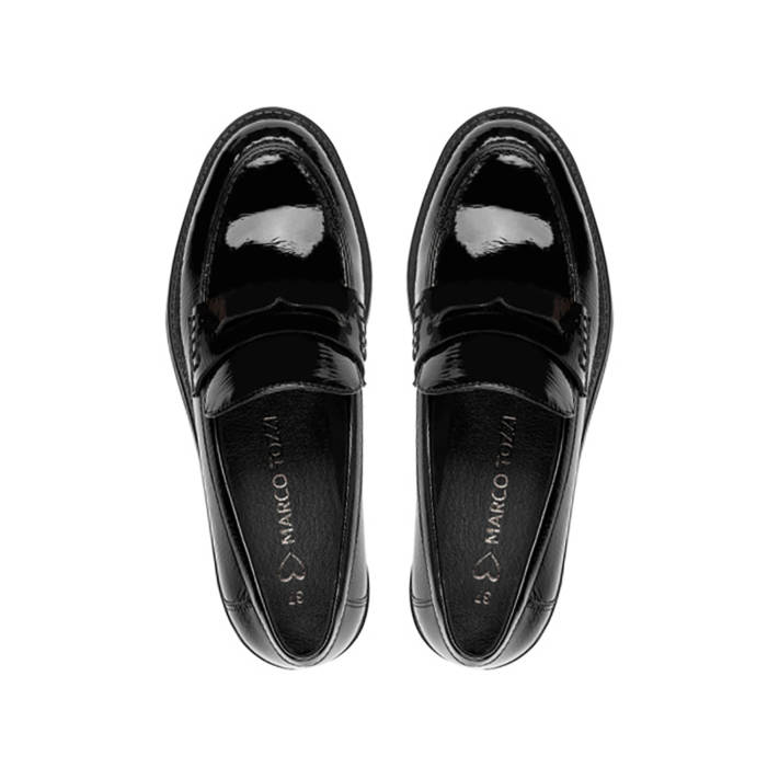 Black patent loafer