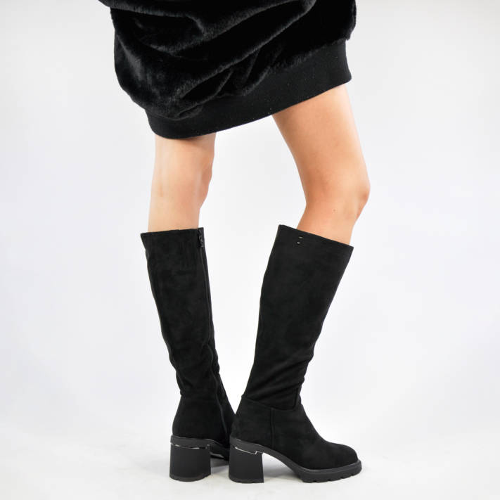 Black suede boot