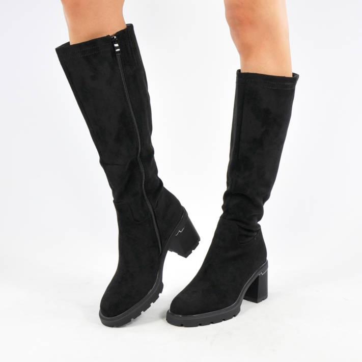 Black suede boot