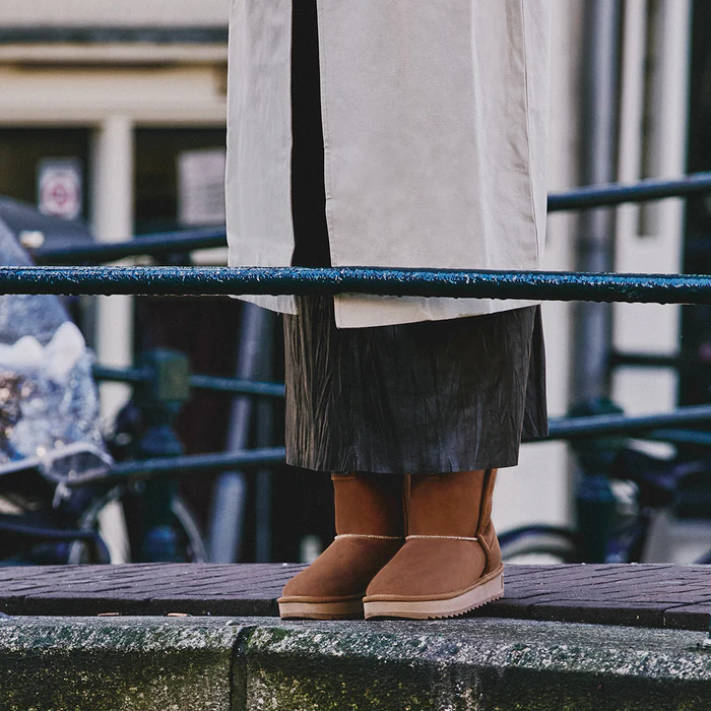 Tan fur lined bootie