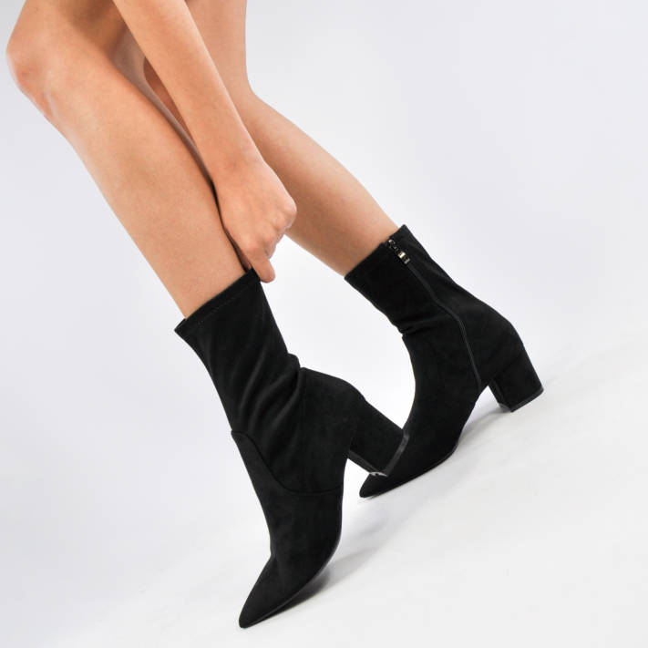 Black suede bootie