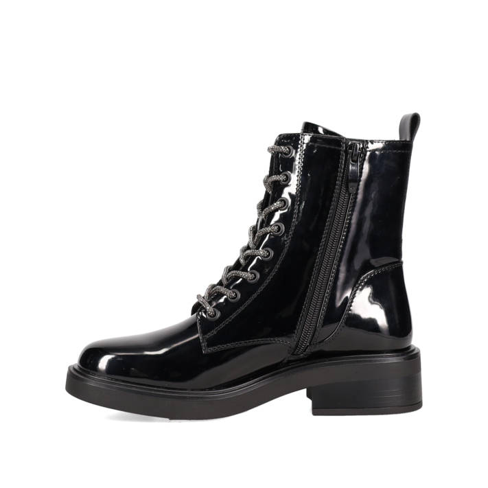 Black patent army boot