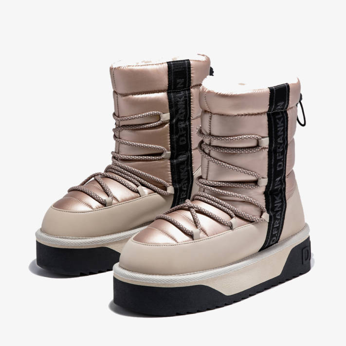 Beige platform bootie