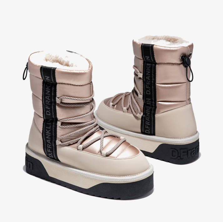 Beige platform bootie