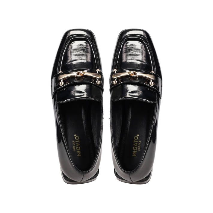 Black patent loafer