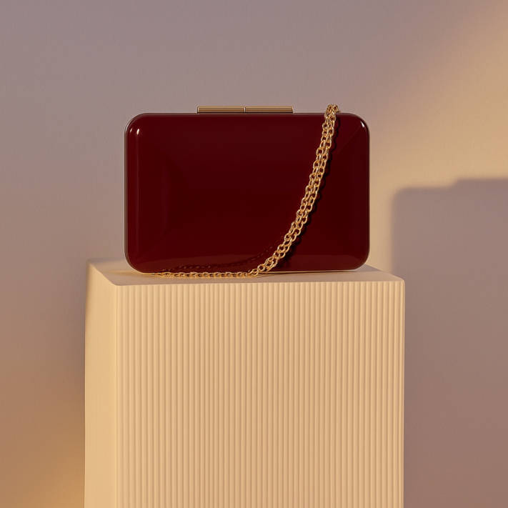 Burgundy clutch bag