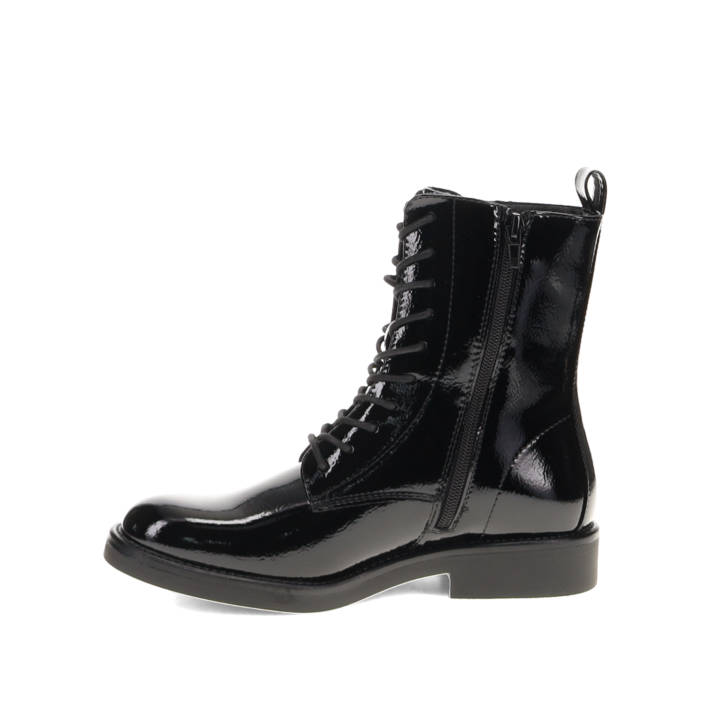 Black patent army bootie