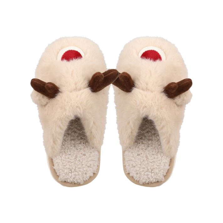 Beige reindeer slipper