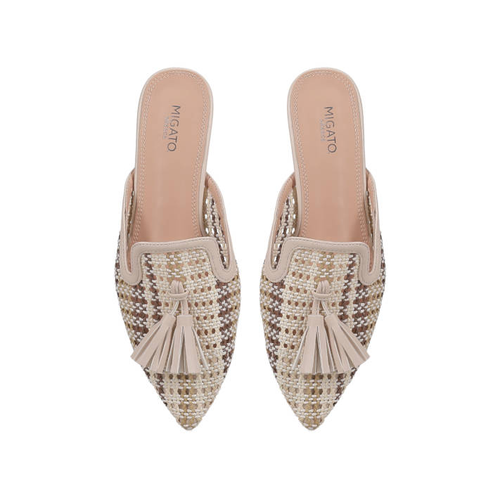 Beige knit mule
