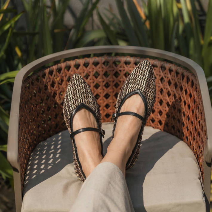Beige wooven ballet flat