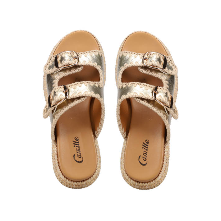 Gold flatform sandal
