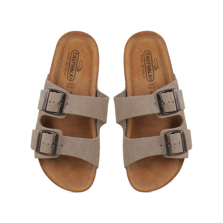 Beige leather footbed sandal