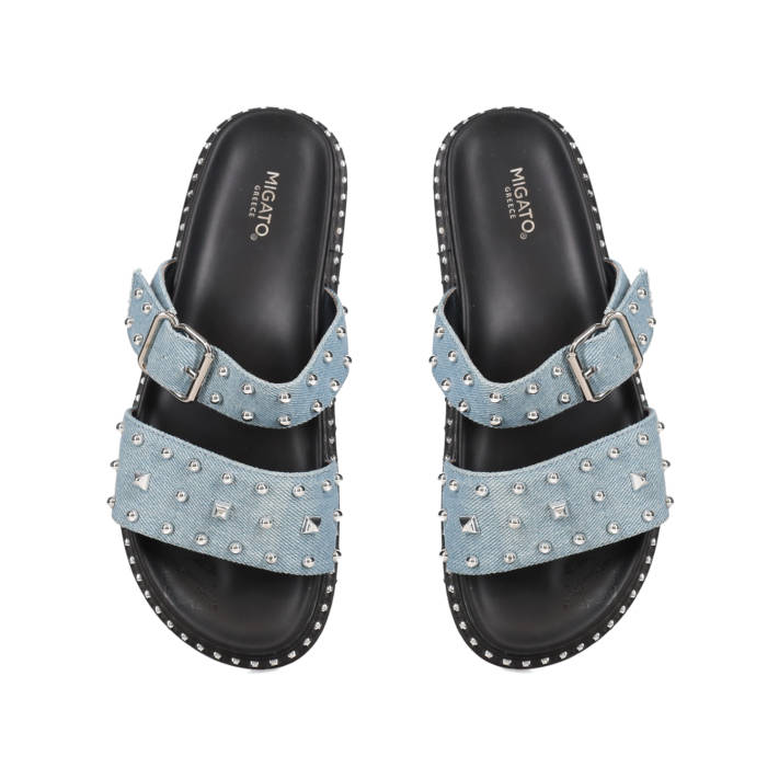 Blue denim footbed sandal