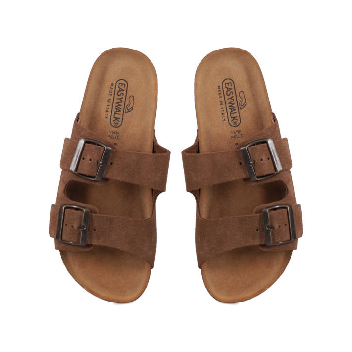 Brown leather footbed sandal