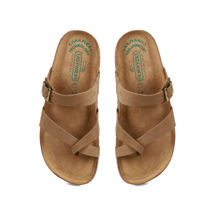 Taupe leather footbed sandal