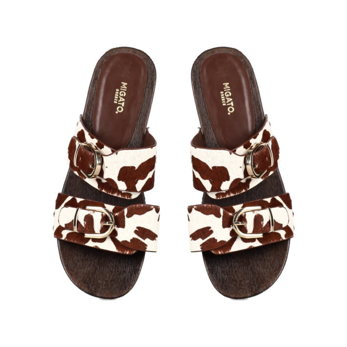 Animal print δερμάτινο mule τσόκαρο