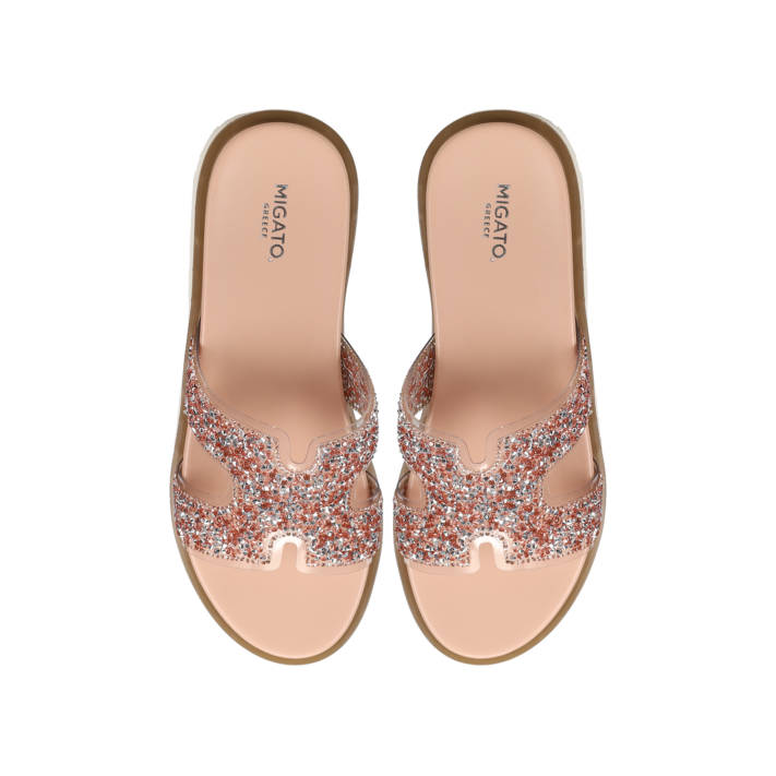 Rose gold footbed sandal