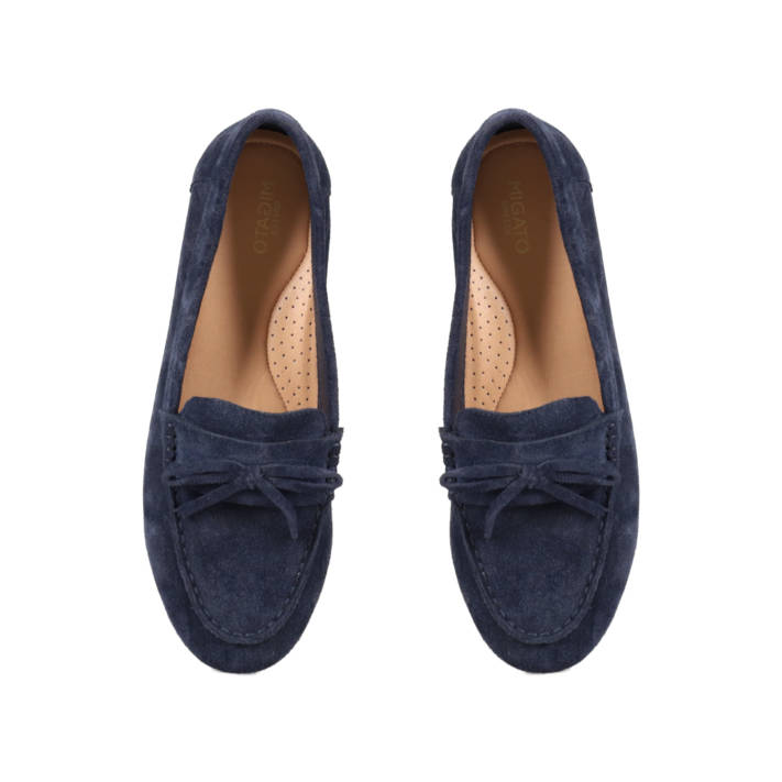 Dark blue leather suede moccasin