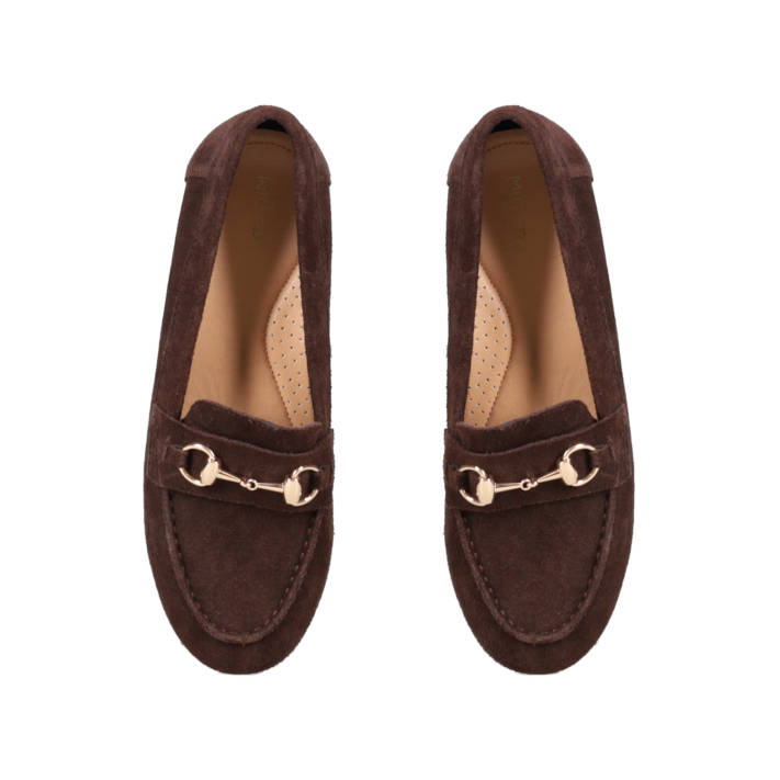 Brown leather suede loafer