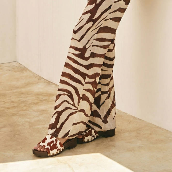 Animal print δερμάτινο mule τσόκαρο