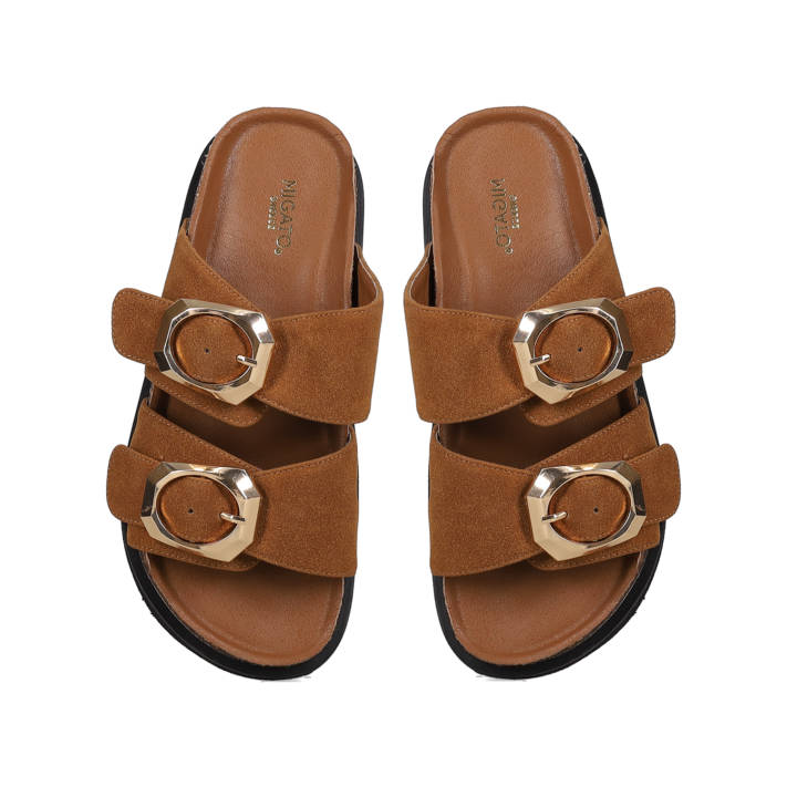 Camel footbed sandal