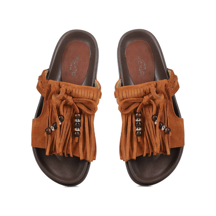 Camel footbed sandal