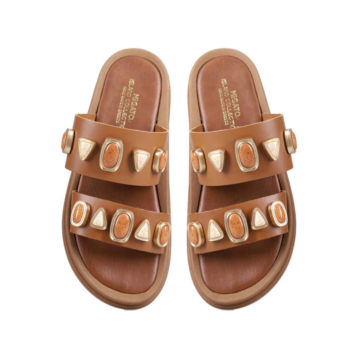 Ταμπά δερμάτινο footbed σανδάλι