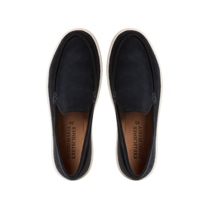 Mens dark blue leather loafer