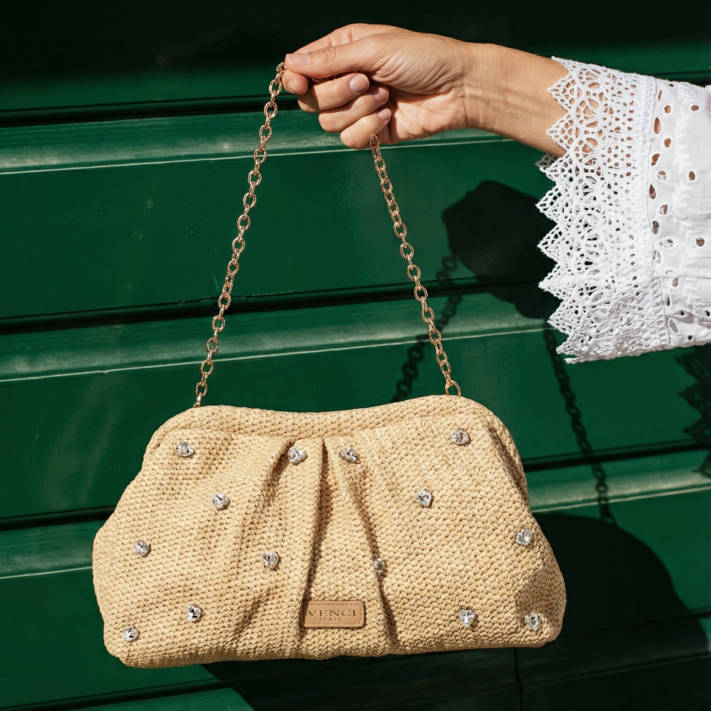 Beige clutch bag