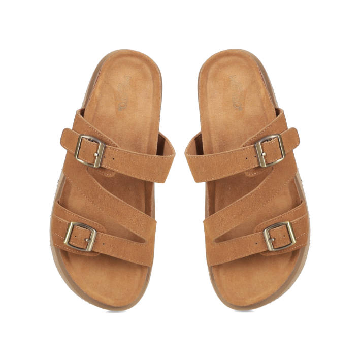 Camel footbed sandal