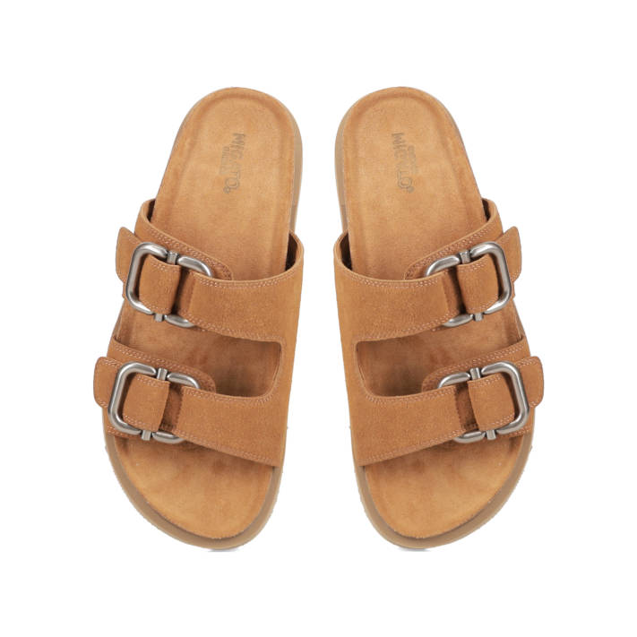 Camel footbed sandal