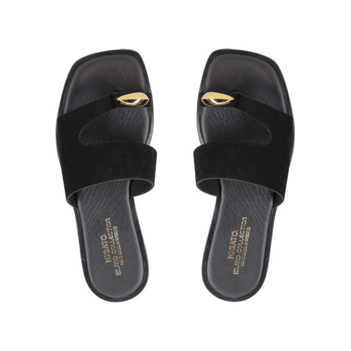 Black leather sandal