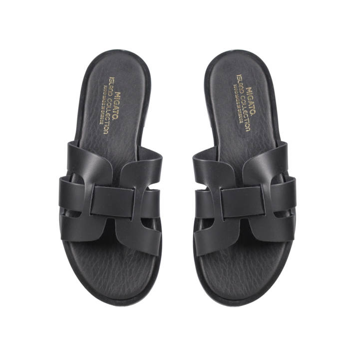 Black leather sandal